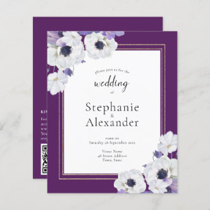 Budget Royal Purple Floral QR Code Invite