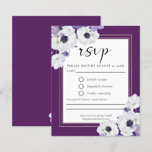 Budget Royal Purple Floral RSVP Card