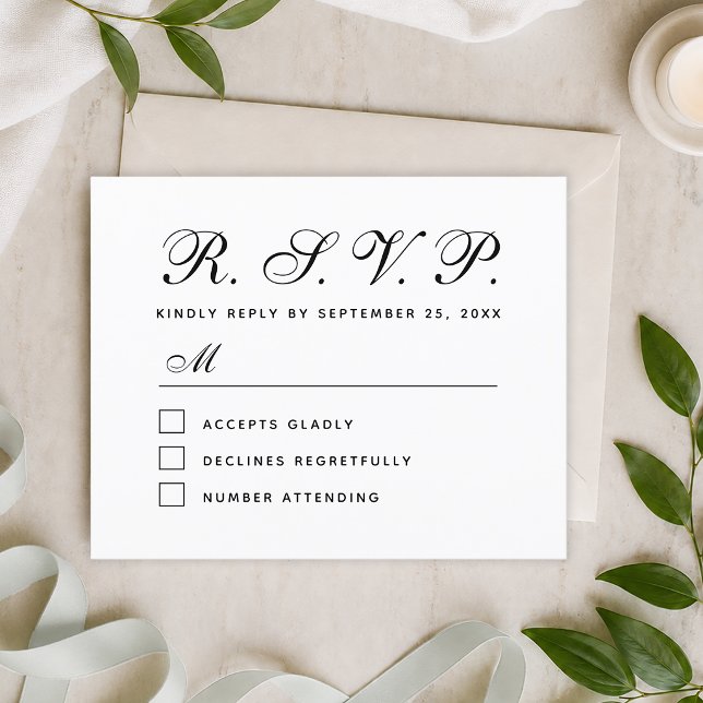 Budget RSVP Black and White Wedding Response Card (Creator Uploaded)