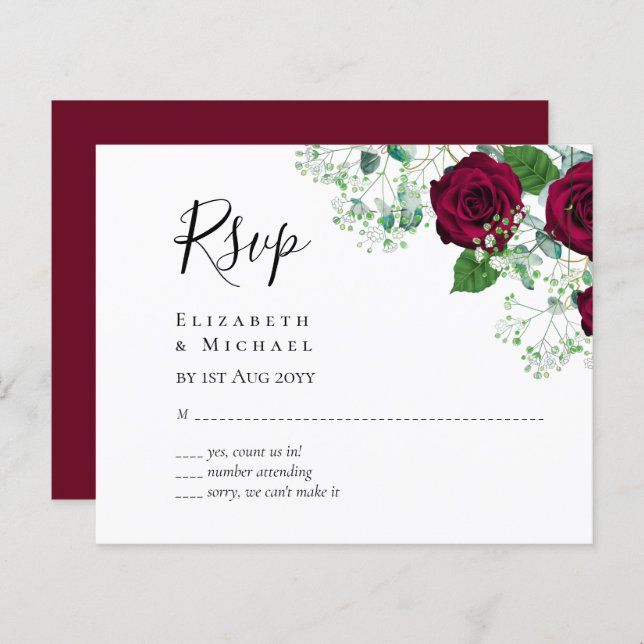 BUDGET RSVP Burgundy Rose (Front/Back)