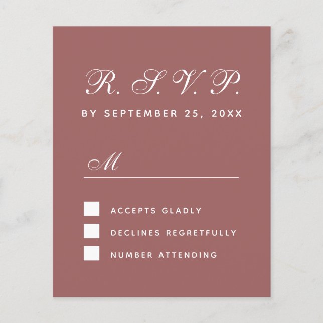 Budget RSVP Cinnamon Rose Wedding Response Card (Front)