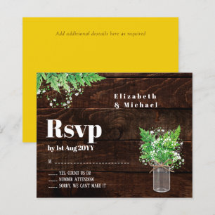 Budget RSVP Rustic Ferns Greenery Trends Wedding