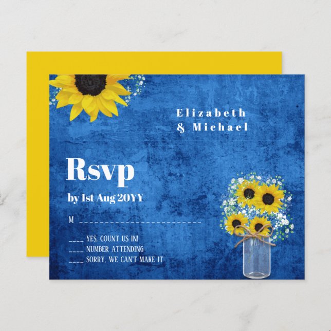 Budget RSVP Rustic Sunflowers Wedding (Front/Back)