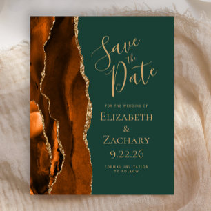 Budget Rust Gold Agate Emerald Green Save the Date