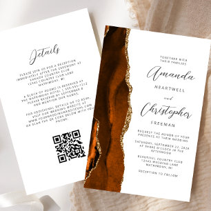 Budget Rust Gold Agate QR Code Wedding