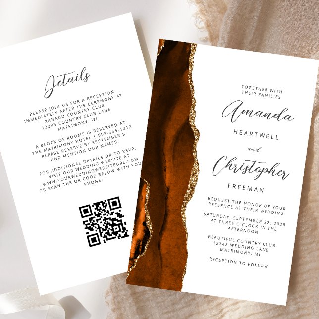 Budget Rust Gold Agate QR Code Wedding (Creator Uploaded)