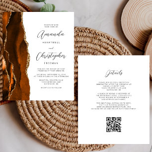 Budget Rust Gold Agate QR Code Wedding