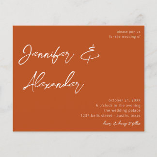 Budget Rust Orange Calligraphy Photo Wedding V2 Flyer