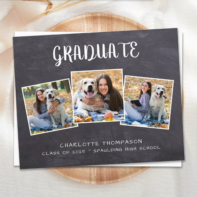Budget Rustic 3 Photo Graduation Invitation (Creator Uploaded)