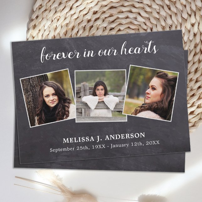 Budget Rustic 3 Photo Sympathy Funeral Thank You Card (Creator Uploaded)