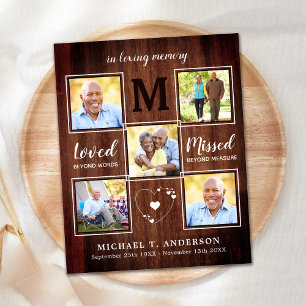 Budget Rustic 5 Photo Collage Funeral Thank You   