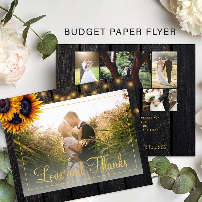 Budget rustic 5 photo collage wedding thank you flyer (Creator Uploaded)