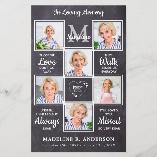 Budget Rustic 5 Photos Memorial Funeral Program (Front)