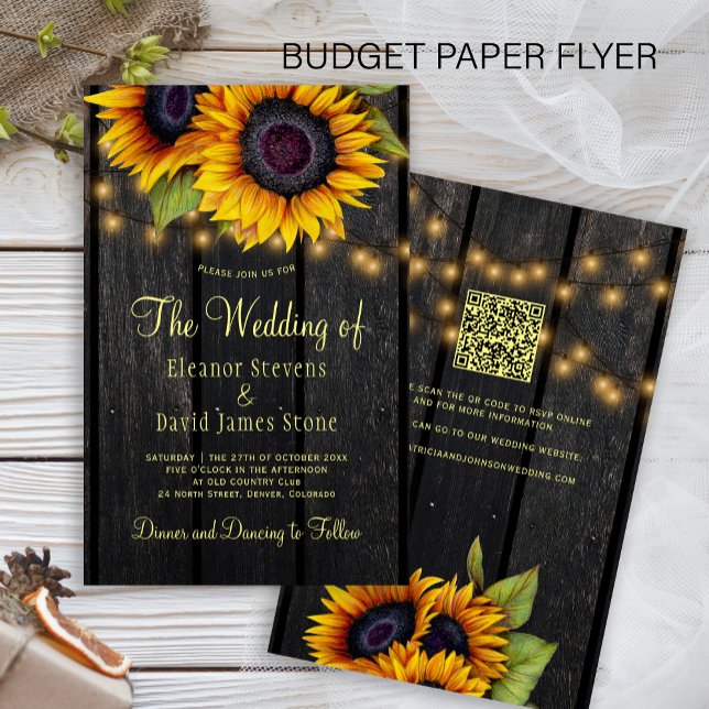 Budget rustic all in one QR wedding invitation Flyer (Creator Uploaded)