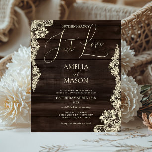 Budget Rustic All in One Wood Wedding Invitation