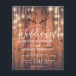 Budget Rustic Antler String Lights Wedding Invite<br><div class="desc">**PLEASE READ BEFORE PURCHASING** • Budget stationery measures 4.5" x 5.6" and fits inside an A6 envelope. You can add white envelopes to your order if they are not already selected. • Each sheet is one invitation - no cutting is required. • The cardstock is bright white with a semi-gloss...</div>