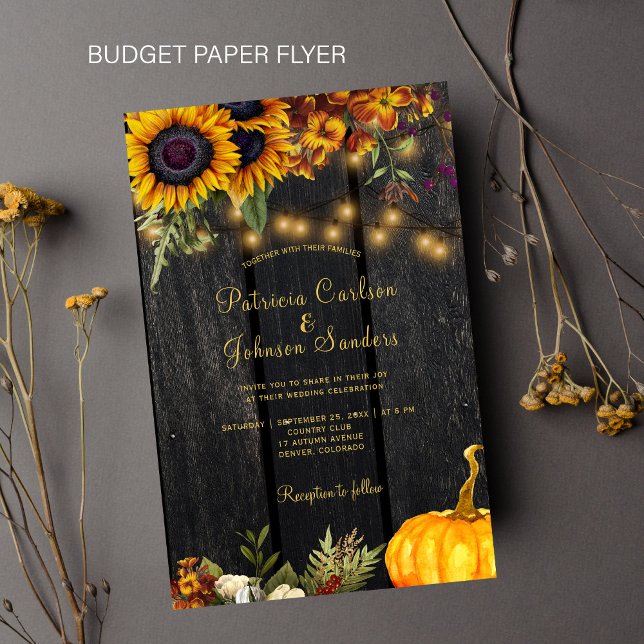 Budget rustic autumn fall wood wedding invitation flyer (Creator Uploaded)