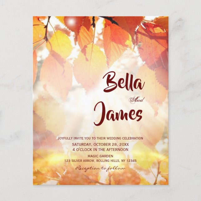 Budget Rustic Autumn Forest Wedding Invitation (Front)