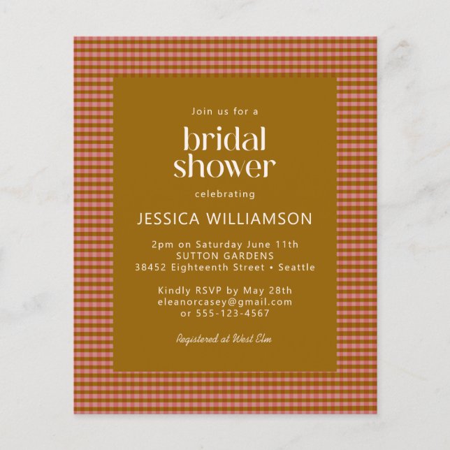 Budget Rustic Autumn Plaid Geometric Bridal Shower (Front)
