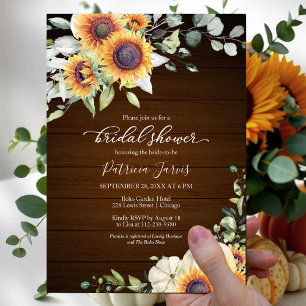 Budget Rustic Autumn Pumpkin Sunflower Invitation