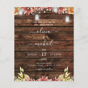 Budget Rustic Autumn Sunflowers Wedding Invitation Flyer