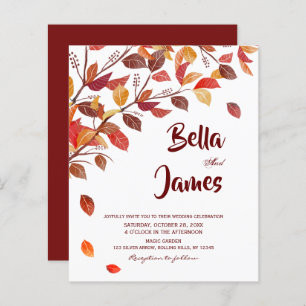 Budget Rustic Autumn Trees Wedding Invitation