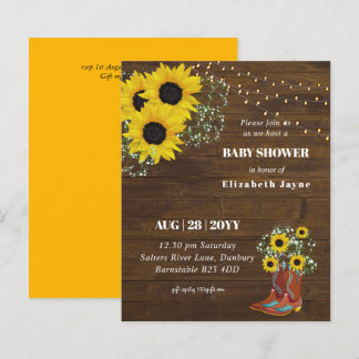 BUDGET Rustic Baby Shower Sunflowers Invite