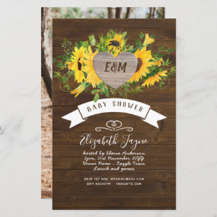 BUDGET Rustic Baby Shower Sunflowers Invite