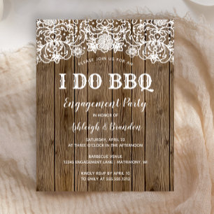 Budget Rustic Barn Wood Lace I Do BBQ Invitation