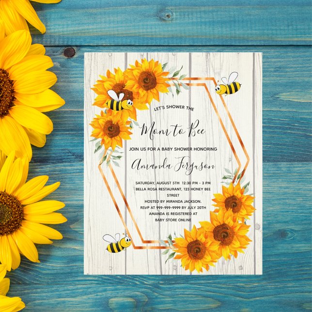 Budget rustic bee baby shower sunflowers wood (Creator Uploaded)