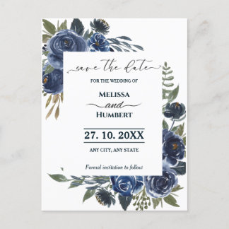 Budget Rustic Blue Green Eucalyptus Save The Date Postcard
