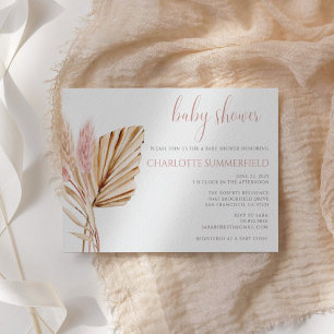 Budget Rustic Boho Floral Pampas Grass Baby Shower Invitation