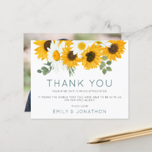 Budget Rustic Boho Sunflowers Photo Thank You