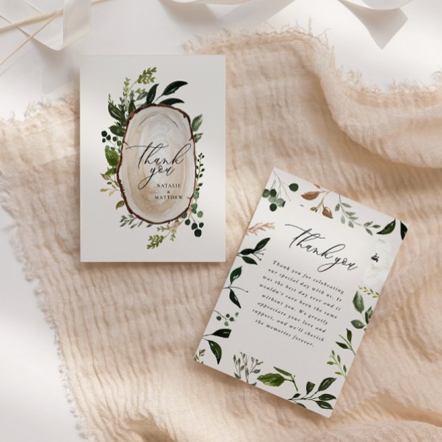 budget Rustic Botanical Greenery Thank You chic Card (Creator Uploaded)