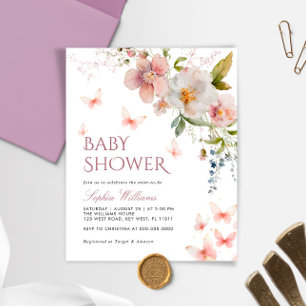 Budget Rustic Butterflies Baby Shower Invitation