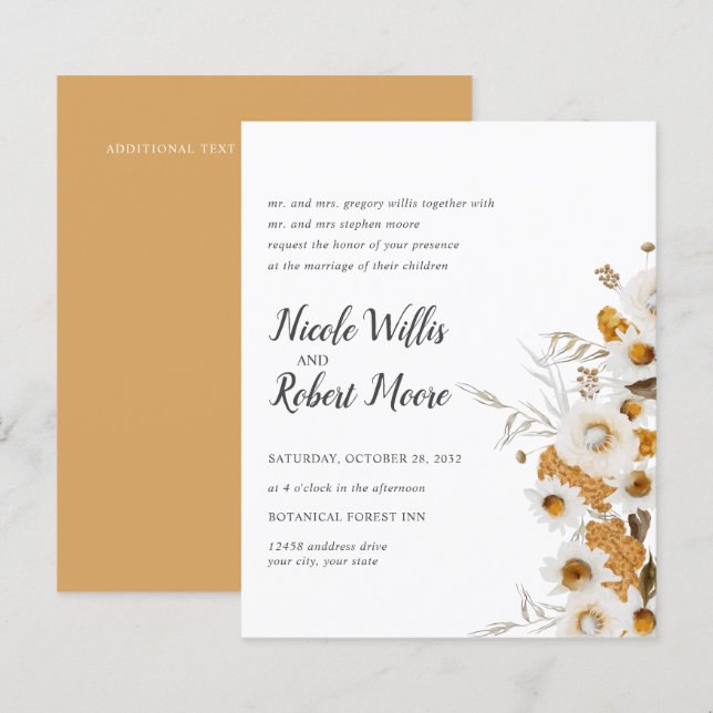 Budget Rustic Chamomile Mimosa floral Wedding (Front/Back)