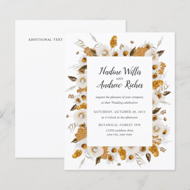 Budget rustic Chamomile Mimosa frame Wedding (Front/Back)