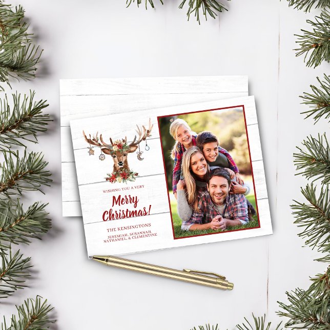 Budget Rustic Christmas Deer Ornaments Photo (Budget Rustic Christmas Deer Ornaments Photo Card)