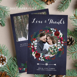 Budget rustic Christmas photo wedding thank you
