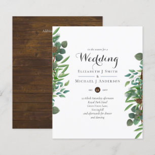 Budget Rustic Christmas Wedding Winter Invites