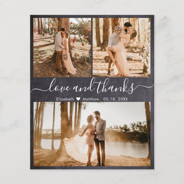 Budget Rustic Collage Wedding Thank You Paper (Front)