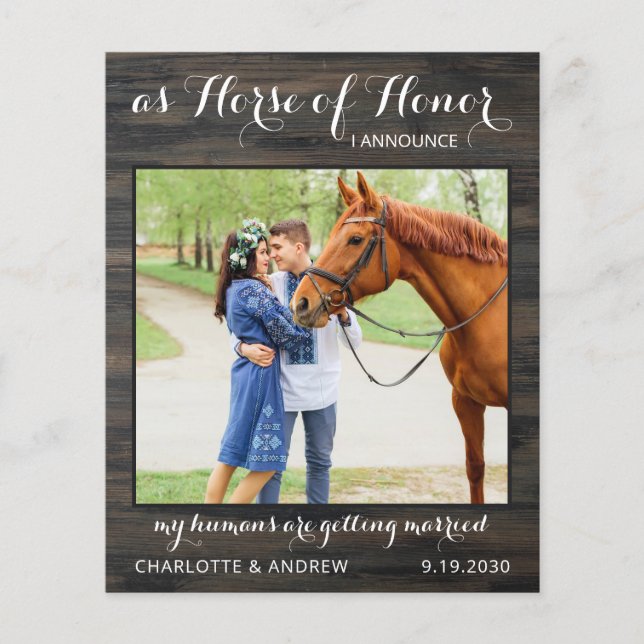 Budget Rustic Country Photo Horse Save The Date (Front)