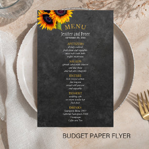 BUDGET Rustic country sunflower wedding menu