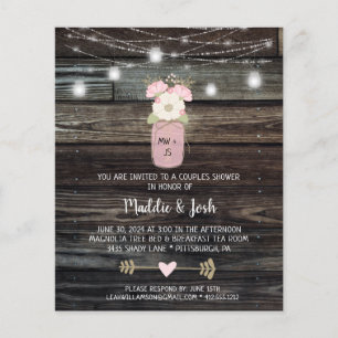 Budget Rustic Couples Shower Mason Jar Invitation 