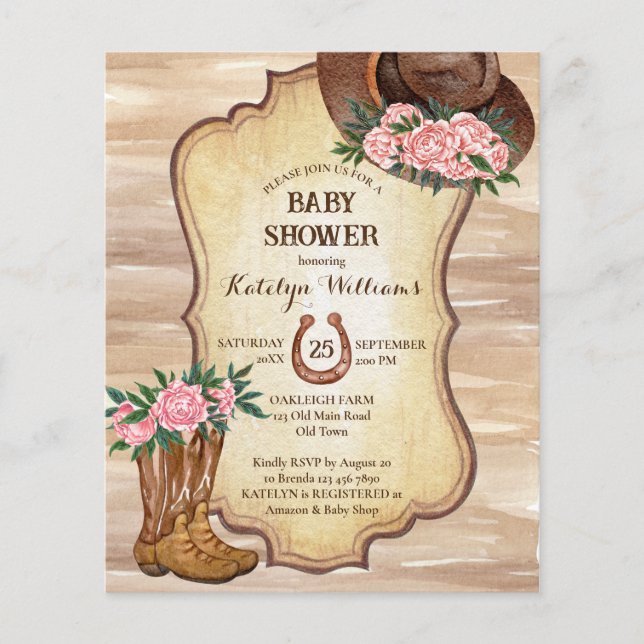 Budget Rustic cowboy boots felt hat peonies (Front)