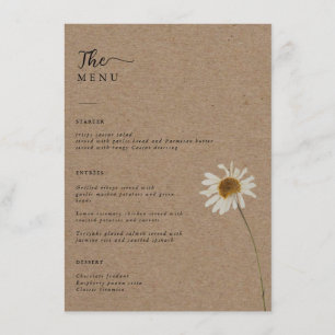 Budget Rustic Dried Sunflower Kraft Wedding Menu