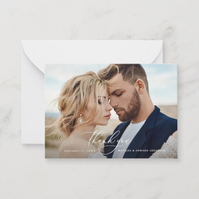 budget Rustic elegant wedding thank you botanical Card (Front)