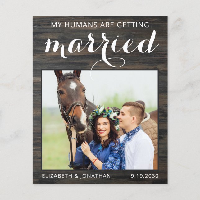 Budget Rustic Equine Wedding Horse Save The Date (Front)