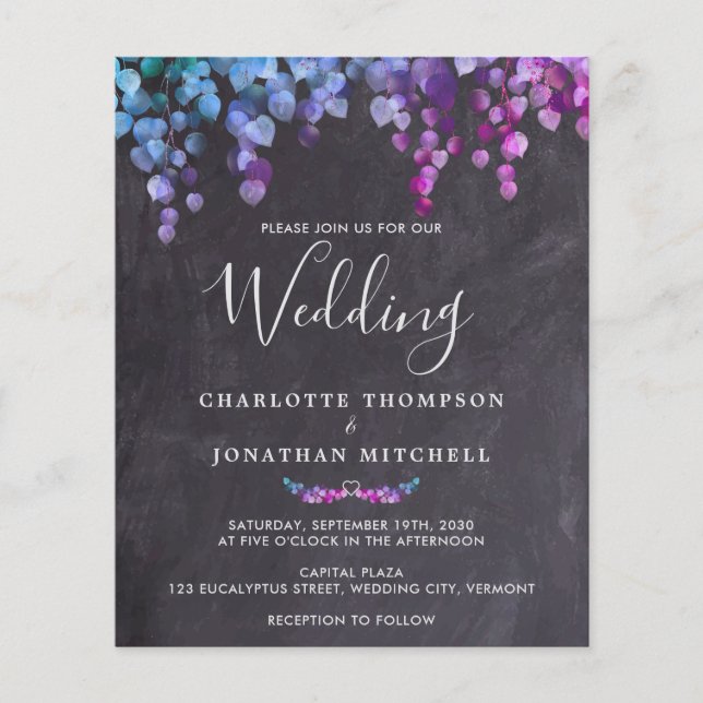 Budget Rustic Eucalyptus Botanical Foliag Wedding  (Front)