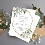 Budget Rustic Eucalyptus & Gold Frame Wedding<br><div class="desc">** SATIN PAPER IS PAPER THIN. UPGRADE THE PAPER FOR A THICKER PAPER. HAS AN OPTION FOR ENVELOPES. *** Save money on invitations with this smaller invitation that has an option for envelopes. Get your guests ready for the amazing wedding with this Rustic Eucalyptus & Gold Frame Greenery Wedding invitation....</div>